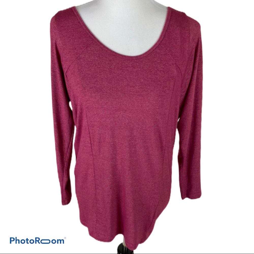 Lucy Long sleeved mesh panel athletic top raspberry and black size S